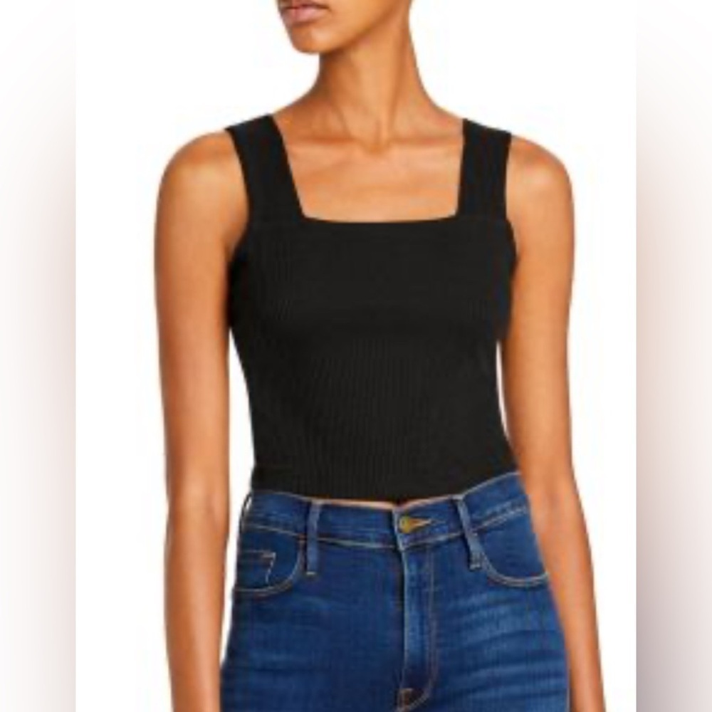 Aqua Black Ribbed Tank Top